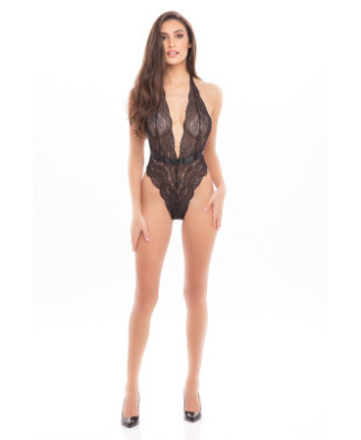 Bodystring noir en dentelle 